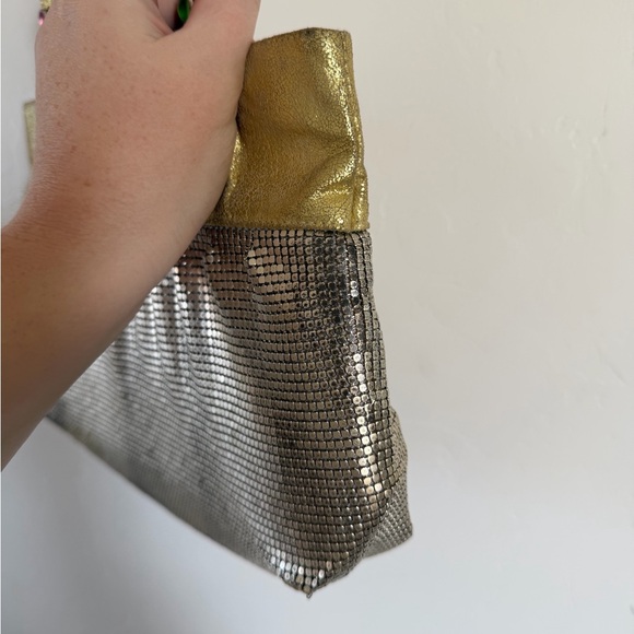 Whiting and Davis Metallic Gold and Silver Mesh Rhinestone Bag - Picture 4 of 8